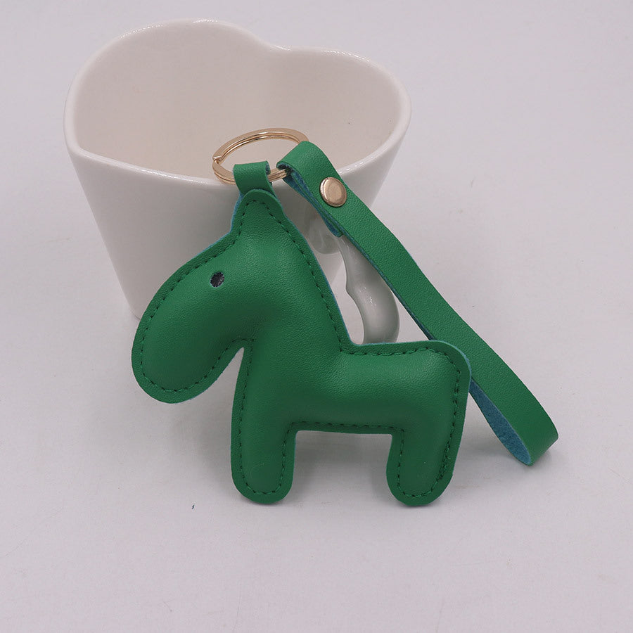 Wholesale of Green Pony PU Leather Keychains